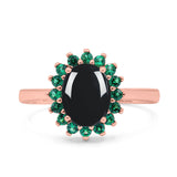 Art Deco Oval Natural Stone Floral Ring