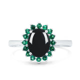 Art Deco Oval Natural Stone Floral Ring