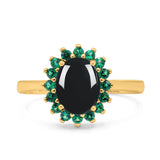Art Deco Oval Natural Stone Floral Ring