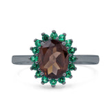 Art Deco Oval Natural Stone Floral Ring
