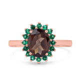 Art Deco Oval Natural Stone Floral Ring