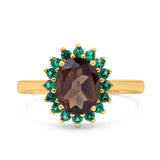 Art Deco Oval Natural Stone Floral Ring