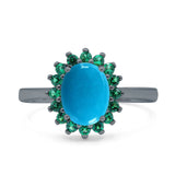 Art Deco Oval Natural Stone Floral Ring