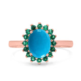 Art Deco Oval Natural Stone Floral Ring