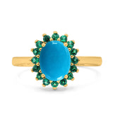 Art Deco Oval Natural Stone Floral Ring