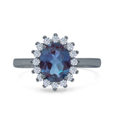 Art Deco Oval Natural Stone Floral Ring
