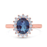 Art Deco Oval Natural Stone Floral Ring