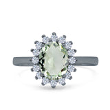 Art Deco Oval Natural Stone Floral Ring