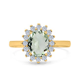 Art Deco Oval Natural Stone Floral Ring