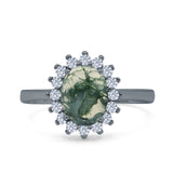 Art Deco Oval Natural Stone Floral Ring