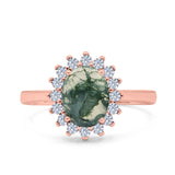 Art Deco Oval Natural Stone Floral Ring