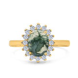Art Deco Oval Natural Stone Floral Ring