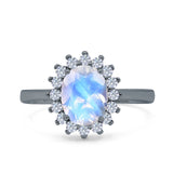 Art Deco Oval Natural Stone Floral Ring