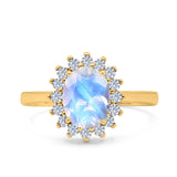 Art Deco Oval Natural Stone Floral Ring