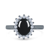 Art Deco Oval Natural Stone Floral Ring