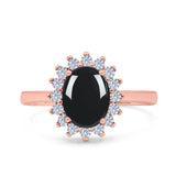 Art Deco Oval Natural Stone Floral Ring