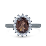 Art Deco Oval Natural Stone Floral Ring