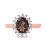 Art Deco Oval Natural Stone Floral Ring
