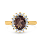 Art Deco Oval Natural Stone Floral Ring