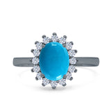 Art Deco Oval Natural Stone Floral Ring
