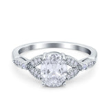 Oval Moissanite Leaf Design Beaded Ring 925 Sterling Silver