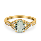 Oval Natural Stone Leaf Design Beaded Ring