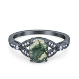 Oval Natural Stone Leaf Design Beaded Ring