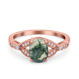 Oval Natural Stone Leaf Design Beaded Ring