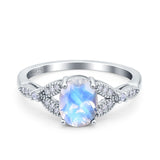Oval Natural Stone Leaf Design Beaded Ring