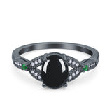 Oval Natural Stone Leaf Design Beaded Ring
