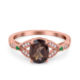 Oval Natural Stone Leaf Design Beaded Ring