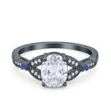 Oval Natural Stone Leaf Design Beaded Ring