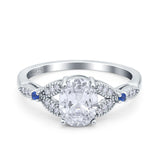 Oval Moissanite Leaf Design Beaded Ring 925 Sterling Silver