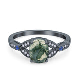 Oval Natural Stone Leaf Design Beaded Ring