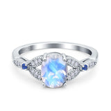 Oval Natural Stone Leaf Design Beaded Ring