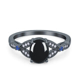 Oval Natural Stone Leaf Design Beaded Ring
