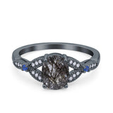 Oval Natural Stone Leaf Design Beaded Ring