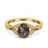 Oval Natural Stone Leaf Design Beaded Ring