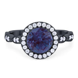 Round Natural Stone Halo Ring