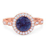 Round Natural Stone Halo Ring