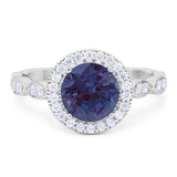 Round Natural Stone Halo Ring