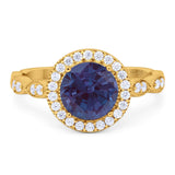 Round Natural Stone Halo Ring