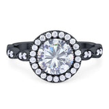 Round Natural Stone Halo Ring