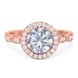 Round Natural Stone Halo Ring