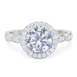 Round Natural Stone Halo Ring