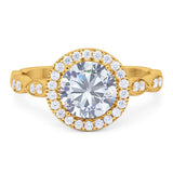 Round Natural Stone Halo Ring