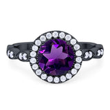 Round Natural Stone Halo Ring