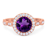 Round Natural Stone Halo Ring