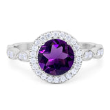 Round Natural Stone Halo Ring