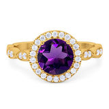 Round Natural Stone Halo Ring